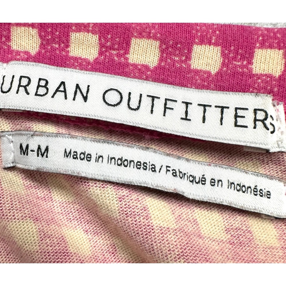 URBAN OUTFITTERS Women's Medium Pink Gingham Check Short Puff Sleeve Midi Dress - Picture 6 of 12